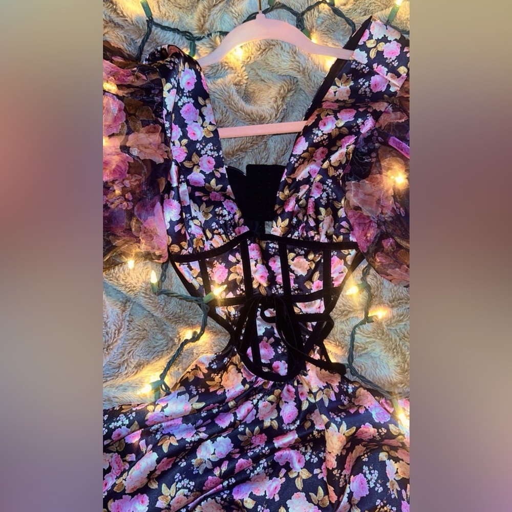 For Love & Lemons Madison Floral Midi Dress Size S